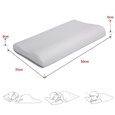 Подушка для дітей для сну Гіпоалергенна піна з пам'яттю Oeko-Tex Дитяча подушка для захисту шиї для дітей3-8 років. White-s12 ука