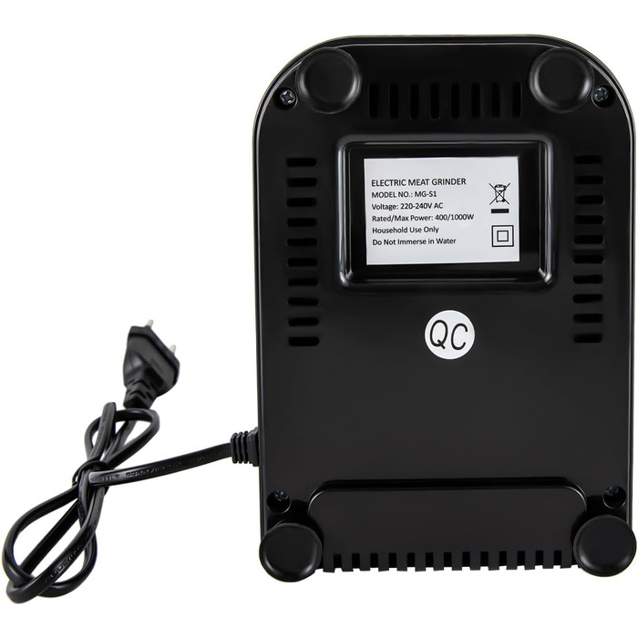 Електрична м'ясорубка Dekltus 1000 Вт з 3 перфорованими дисками з нержавіючої сталі, пробкою, набором для кеббе, фаршем, машиною д