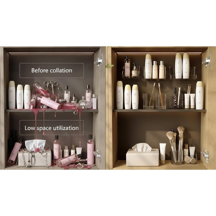 Органайзер для дзеркальної шафи RMAN на 6 предметів, пластиковий органайзер для макіяжу у ванній кімнаті, контейнер для робочого столу, коробка для зберігання пензлів, помади, засобів догляду за шкірою