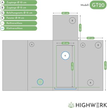 Тент для вирощування рослин у приміщенні чорний-зелений Гроубокс, домашнє вирощування, гроушафа Тент для розсади, рослинний намет, теплиця для вирощування, кімнатний сад 60x60x120 см, 60x60x120