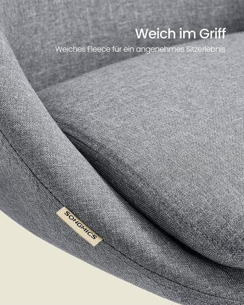 Крісло для домашнього офісу SONGMICS, Туалетне крісло з бавовняно-льонної суміші, Робоче крісло, Пінопластова підкладка, Регульована висота, Для кабінету, Спальня, Шиферно-сірий OBG020G05 Шиферно-сірий Бавовняна суміш