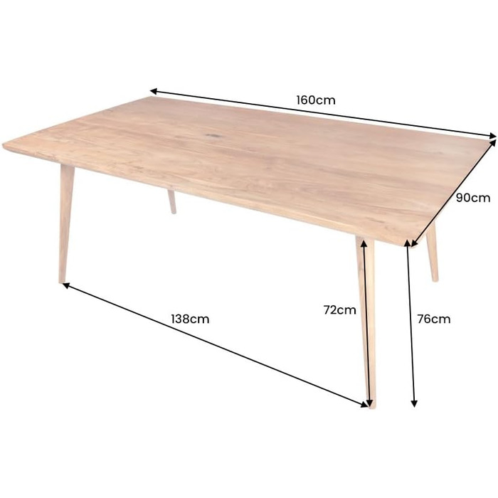 Обідній стіл Riess Ambiente з масиву дерева Mystic Living 160 см, акація, стіл з натурального масиву дерева, кухонний стіл з акації