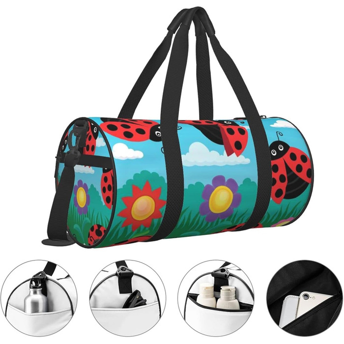 Дорожня сумка-циліндр Краєвид з сонечками, спортивна сумка для чоловіків та жінок, сумка-мішок, спортивна дорожня сумка