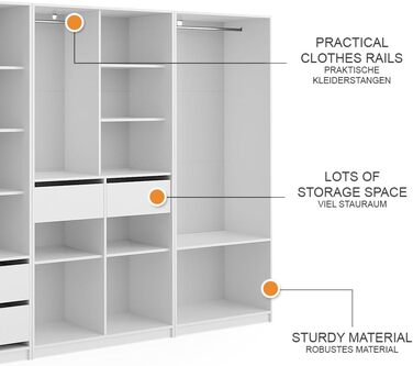 Шафа Vicco Elmo, біла, 280 x 200 см, комплект із 3 предметів (білий 100 x 200 см)