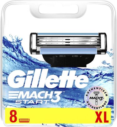 Леза бритви Gillette Mach3 Start, 8 змінних лез для вологих бритв чоловіків з 3-кратним лезом Single