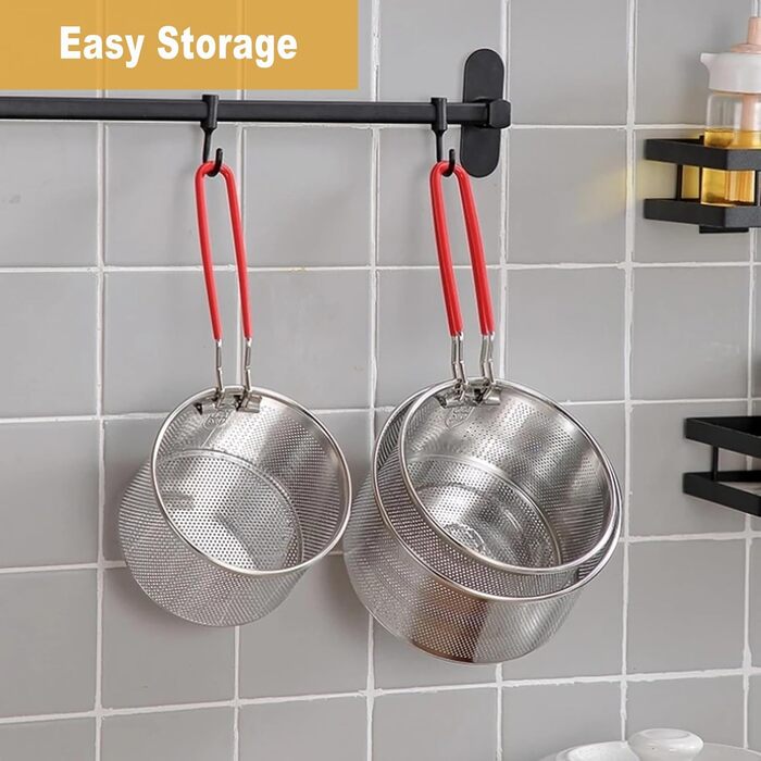 Кошик для смаження, кошик для макаронів з нержавіючої сталі, кошик для глибокої фритюрниці з довгою ручкою, для круглого кошика для їжі (14 см)