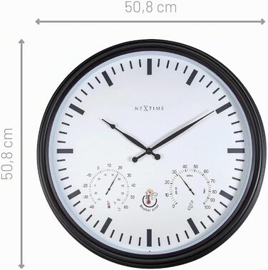 Настінний годинник NeXtime 4306ZW, пластик, чорний, 50.8 см