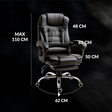 Ергономічне професійне офісне крісло RMF, розкладне, зручне та розслаблююче робоче крісло з підставкою для ніг розкладне крісло з поворотними колесами, регульована висота, чорне