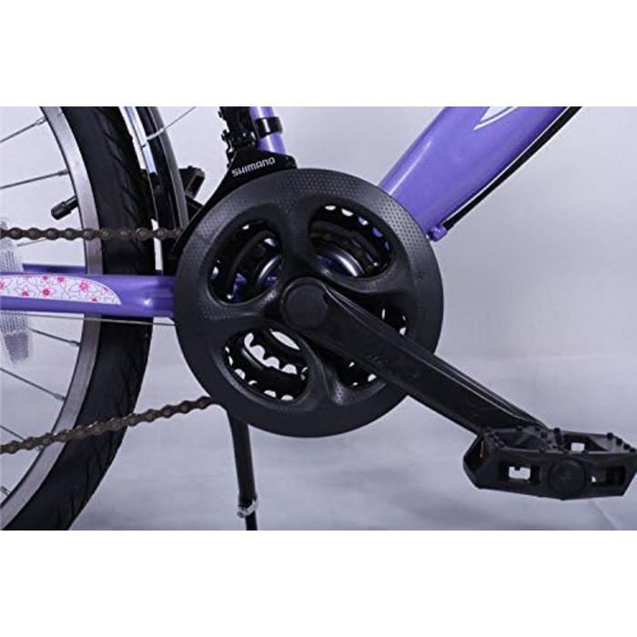 Велосипед Talson 24 дюйми, 21 швидкість з підсвічуванням, фіолетово-білий