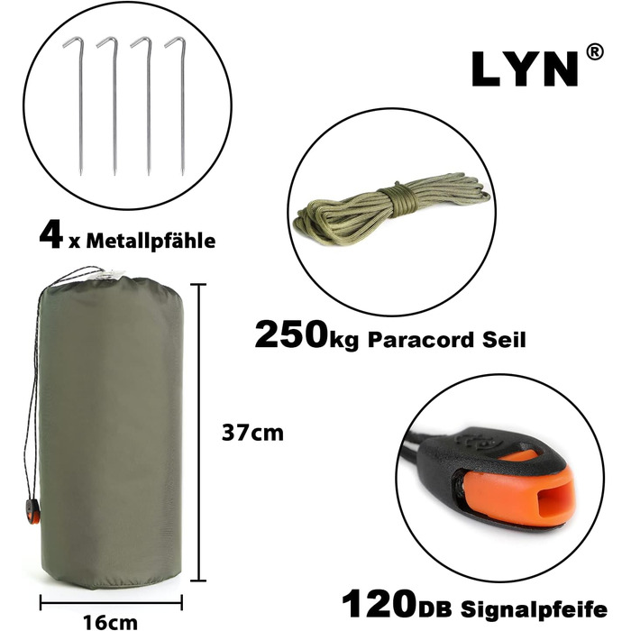 Надзвичайно великий багаторазовий намет для виживання на блискавці для кемпінгу, походів, бушкрафту та надання першої допомоги зеленого кольору