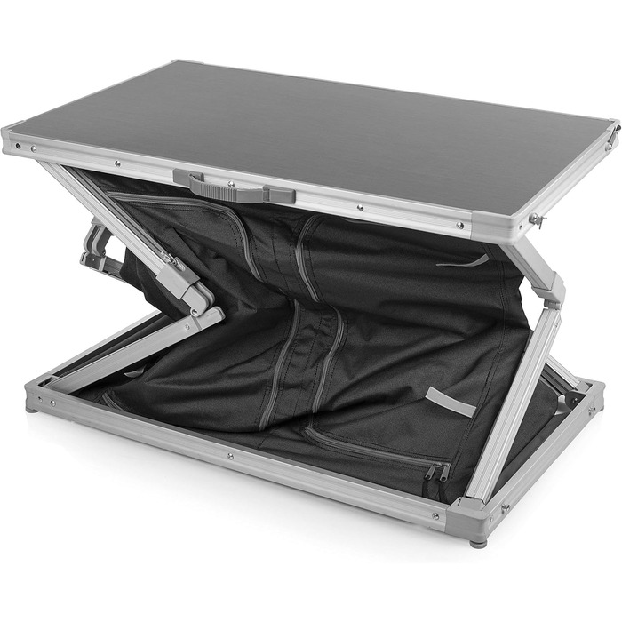 Кухня для кемпінгу Campart Toledo Легко складається 2 відділення з 3 полицями кожне 4 регульовані ніжки Антрацит KI-0758, задня, чорна 6 полиць чорного кольору