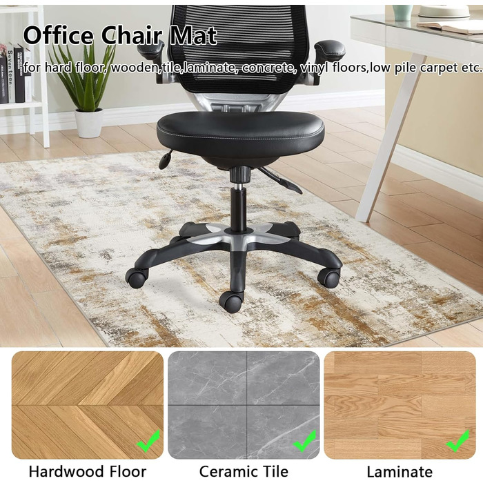 Захисний килимок Famibay для офісних стільців 90x120 см, килимок для домашнього офісу, бежево-коричневий, стійкий до подряпин, килимок для стільців на стільці для твердих підлог, паркет, вінілові підлоги високої щільності, нековзний, миється, бежево-корич