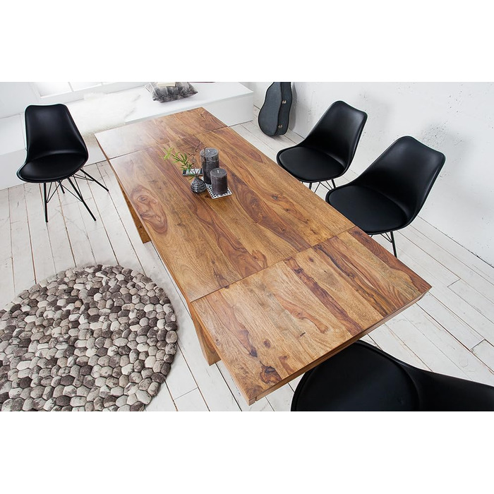 Обідній стіл Invicta Interior Pure Solid Wood, 120-200 см, дерево шишам, розсувний дерев&39яний кухонний стіл з висувними полицями