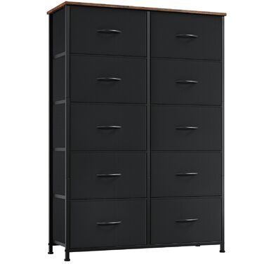 Комод Somdot з тканиною, комод, комод для спальні, вітальні, коридору, шафа для зберігання, комод з тканиною, 10 тканинних шухляд, рустикальний коричневий, 30Г x 80Ш x 114,5В см (10 шухляд)