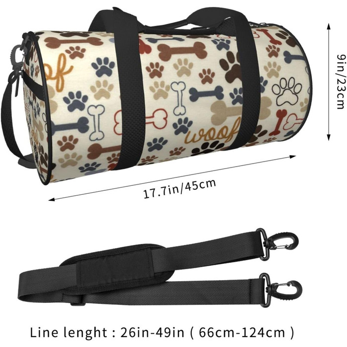 Універсальна спортивна сумка-мішок для подорожей з принтом лап та кісток для чоловіків і жінок