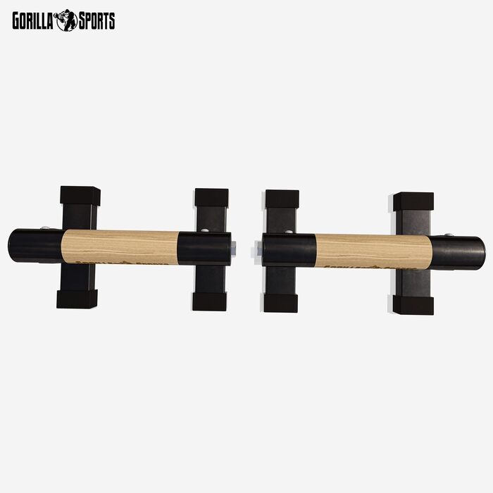 Ручки для віджимань GORILLA SPORTS - Комплект з 2 шт., виготовлені з дерева та сталі, нековзні, до 300 кг, включаючи сумку для перенесення - Спорядження для калістеніки, Паралети, Ручки для стійки на руках, Турніри для віджимань, Поперечини для віджимань