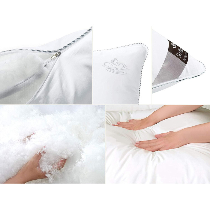 Дизайнерська подушка sei kotex 80x80 Бавовняна подушка SWAN de Luxe - Подушка для сну з пуховим покриттям 80 x 80 см Swan De Luxe 1