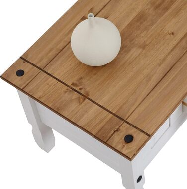 Журнальний столик CARO Furniture Campo в мексиканському стилі, стіл для вітальні/приставний столик, масив сосни, коричневий/білий лак, з 1 шухлядою