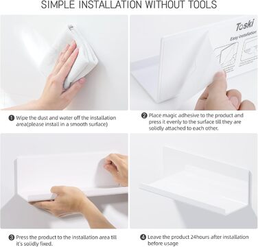 Полиця настінна Toski без свердління, полиця настінна акрилова 2 шт. и, плаваюча полиця біла 30см, кухонна полиця підвісна для при