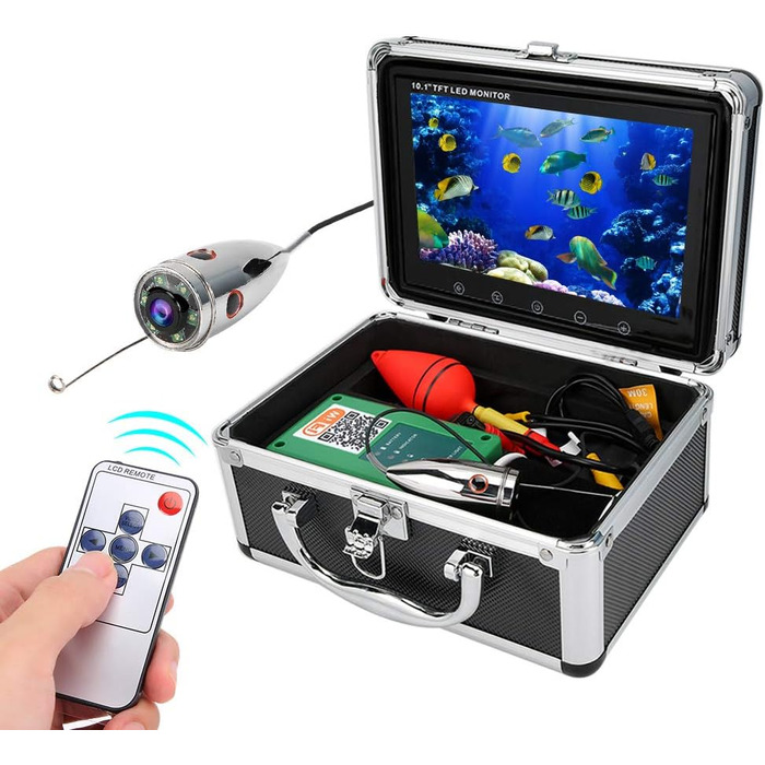 Підводна камера для риболовлі Відеореєстратор Підводний ехолот Камера для ехолота Бездротовий WiFi Відеокамера для підводної риболовлі Ехолот ІЧ підсвічування 1000 TVL Монітор Портативна відеокамера для риболовлі з коробкою 10,1 дюйма