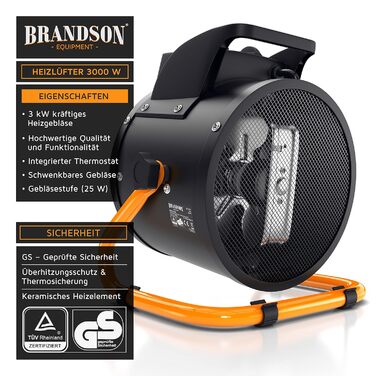 Керамічний радіаційний обігрівач потужністю 3000 Вт - Осушувач повітря для приміщень, Осушувач повітря для будівництва - Турбоелектричний вентилятор-обігрівач із захистом від перегріву, надзвичайно потужний - для будівельних майданчиків, будинків, майстер
