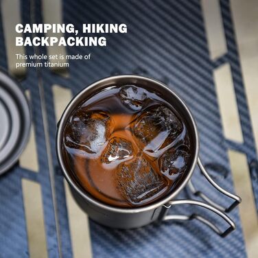 Титанова кружка iBasingo 420 мл з ситечком для чаю та кришкою Легка чашка з фільтром Кемпінг на відкритому повітрі Одношарова чашк