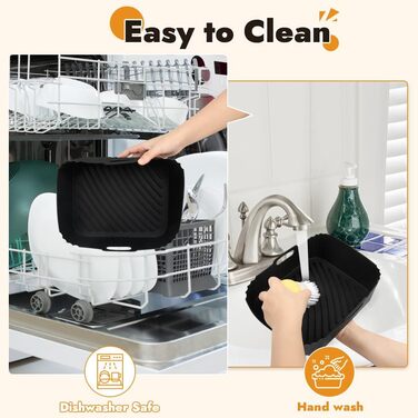 Силіконові вставки GINOYA для кошиків Tefal EY9018 Dual Easy Fry 5.2/3.1 л, Moulinex 8.3 л, Cecotec 5.5/3.5 л, DMS 6L/4L, фритюрниці Аксесуари для двокамерної фритюрниці Dual Black, силіконова форма