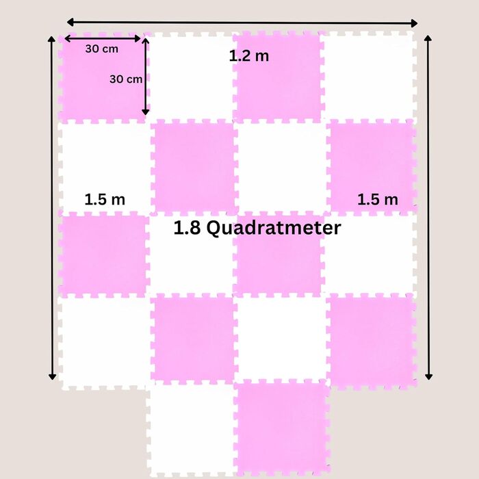 Килимки-пазли для немовлят і дітей - ігровий килимок-пазл baby -25 Eva TLG (30x30x1см) ігровий килимок захисні килимки - килимки для йоги для тренажерного залу килимки для вправ (18 шт. , рожево-білі)