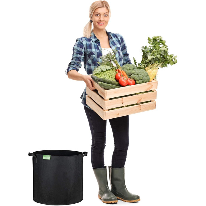 Мішки для рослин GardenMate з нетканого матеріалу об&39ємом 5 x 60 л, Ø45,5 см, висота 40 см - Blackline 5 x 60 літрів (D45,5xH40 см) Blackline