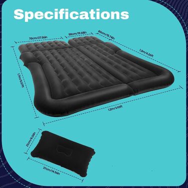 Автомобільний матрац для Opel Zafira Tourer AC Vauxhall Zafira B 2011-2022, надувний матрац для заднього сидіння автомобіля, спальний матрац, портативний килимок для кемпінгу, чорний, звичайний чорний