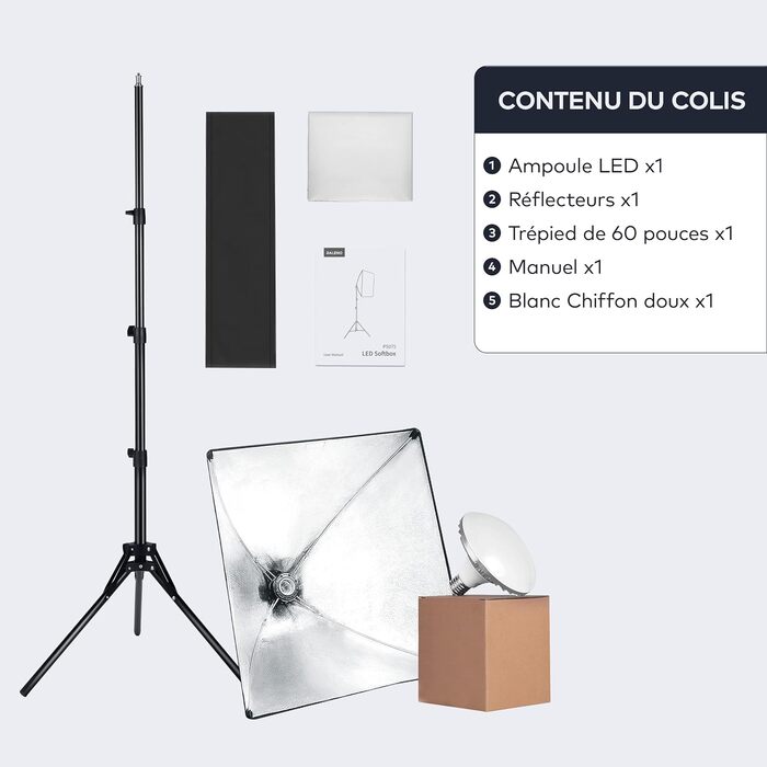 Софтбокс RALENO PS075, набір фотостудії Led Softbox потужністю 50 Вт, фотосвітильник 40x40 см з лампочкою 5500K і штативом, фотолампа для портретної зйомки, потокової передачі ігор, відеозйомки YouTube Модель PS075