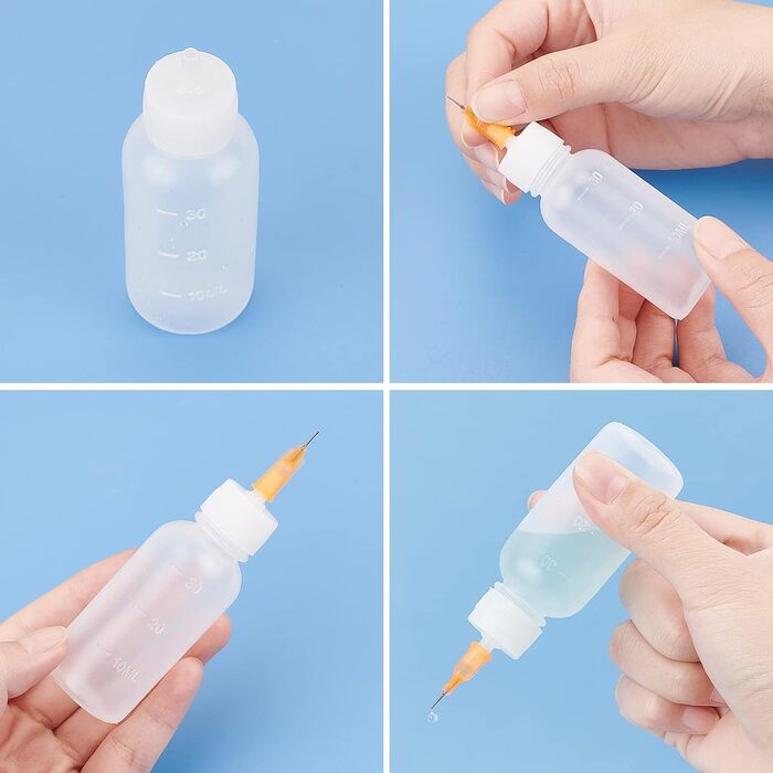 Багатоцільовий набір флаконів для аплікатора BENECREAT Precision Tip квіллінг своїми руками, аплікатор для клею, пляшка з олією 10 пляшок, 20 наконечників і 20 ковпачків, 50 мл (30 мл (1 унція), 12 шт. 24 наконечники 12 капсул)