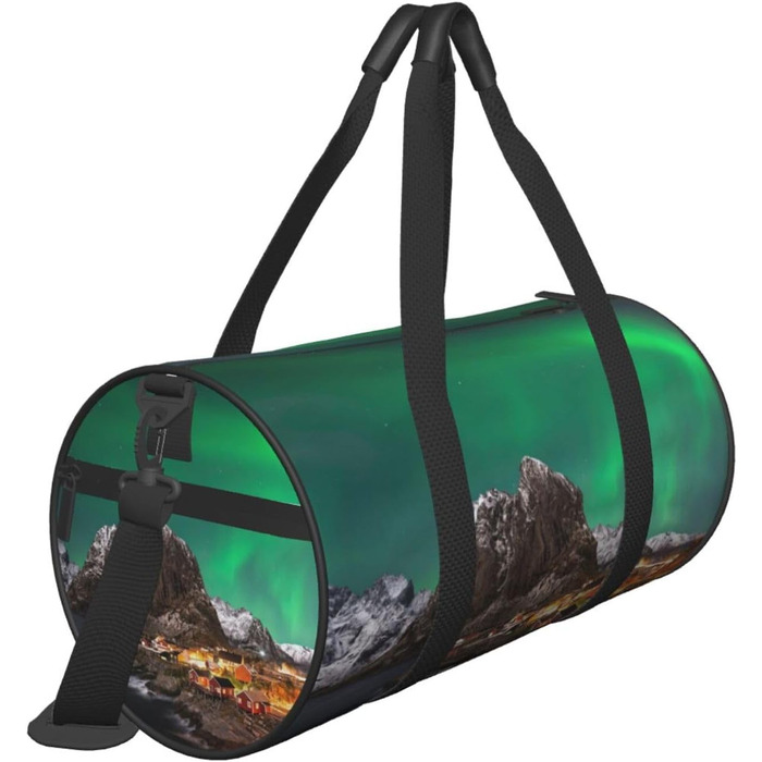 Спортивна сумка, дорожня сумка, з ефектним принтом Аврора, сумка для подорожей та на ніч, чорна, універсальний розмір
