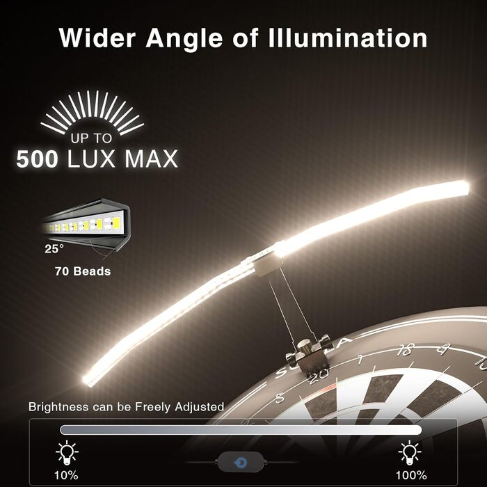 Світлодіодний складаний ліхтар для мішень для дартсу SOLLA, портативне освітлення TOR135 для всіх видів мішень для дартсу, регульований кут променя та яскравість, професійні аксесуари для мішень для дартсу з підсвічуванням