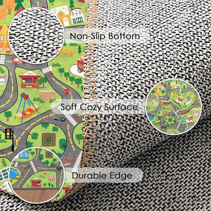 Килим для дитячої кімнати, ігровий килимок, дизайн вулиці/міста для хлопчиків та дівчаток, дитячий килимок, що прається, для дитячої кімнати, спальні та ігрової кімнати з протиковзкою підкладкою, 80x150 см, для дитячого майданчика 80 x 150 см