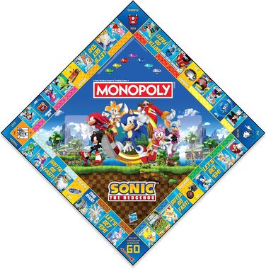 Настільна гра Monopoly Sonic the Hedgehog від Winning Moves для 2-6 гравців, чудовий подарунок для фанатів від 8 років
