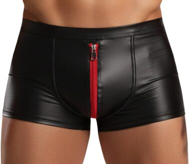 Сексуальні шорти у стилі латексу з блискавкою спереду, чорні/червоні, розмір L