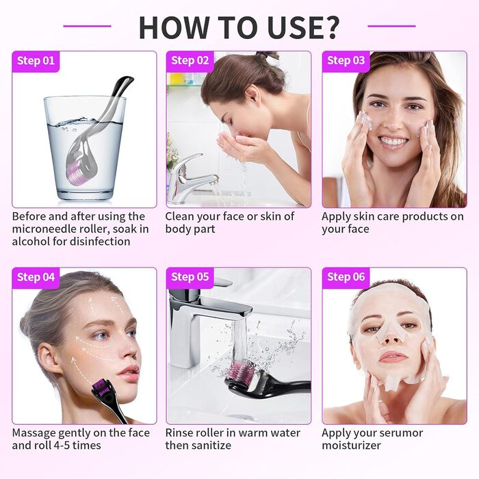 Дермароллер 0,25 мм голки 540 титанових мікроголок - для регенерації шкіри, догляду за обличчям, стимуляції росту волосся/бороди, зменшення випадіння волосся 0,25 мм