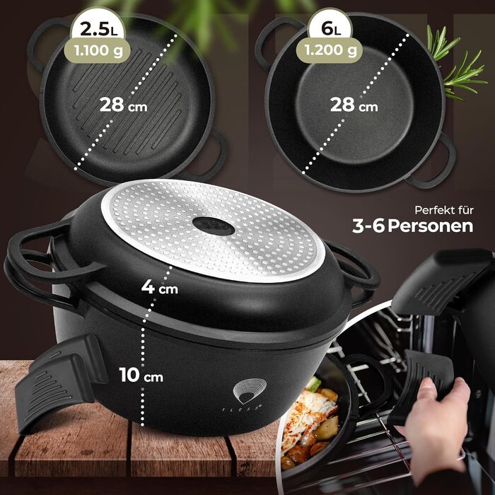 В1 лита алюмінієва сковорода з кришкою підходить для використання в духовці для запікання та тушкування або як сковорода для індук