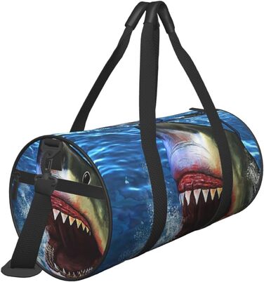 Спортивна сумка для подорожей, дизайн Акуляча голова, чорна, універсальний розмір