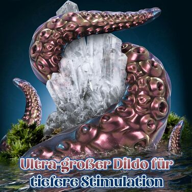 Фалоімітатор Tagnaff Tentacle XXL, силікон, 33 см, присоска, рельєф щупалець, синьо-фіолетовий