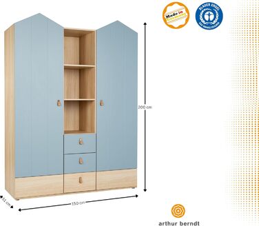 Шафа-купе з двома дверима та плавним закриттям/демпфіруванням дверей, колір дуба Нагано, висока якість