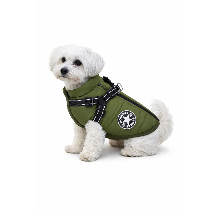 Водонепроникне пальто для собак Надзвичайно водонепроникна зимова куртка для собак зі світловідбивачами, безрукавний жилет на підкладці, вбудований шлей, ідеально підходить для холодних днів (зелений розмір XXL)