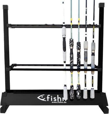 Підставка для вудок FISHN на 24 вудки виготовлена з високоякісного алюмінію, тримач для вудки, тримач для вудки - 72 x 70 x 30 см (чорна) чорний матовий