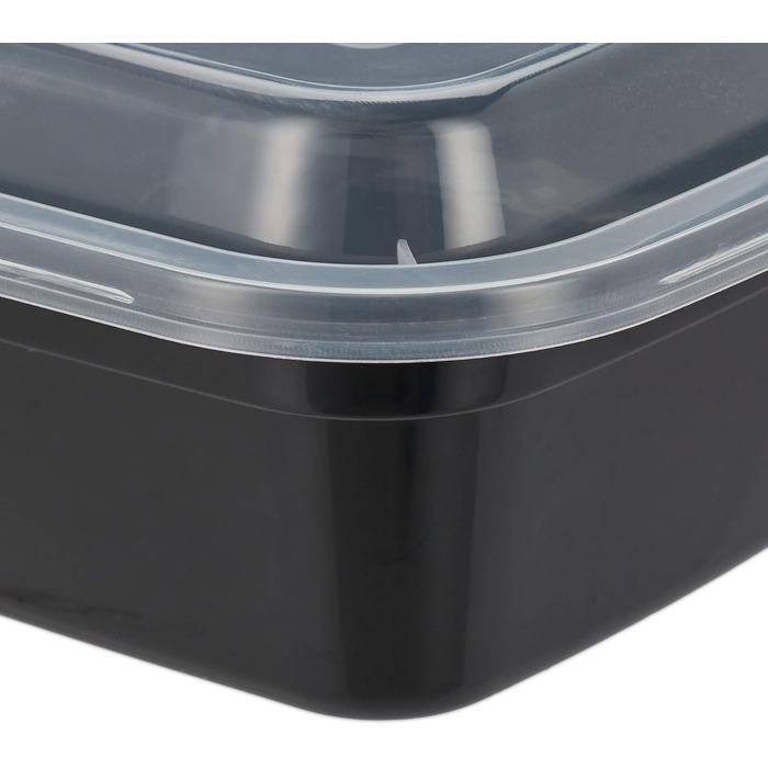 Набір контейнерів для приготування їжі, 10 шт., 1 секція, 1000 мл, придатні для мікрохвильової печі, герметичні, чорного кольору