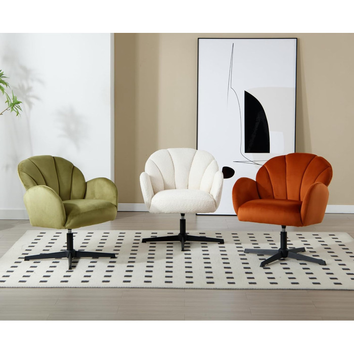 Крісло Chairus для вітальні, обертове м&39яке крісло з підлокітниками, штучне хутро, крісло-реклайнер, сучасне крісло, спальня, балкон (біле)