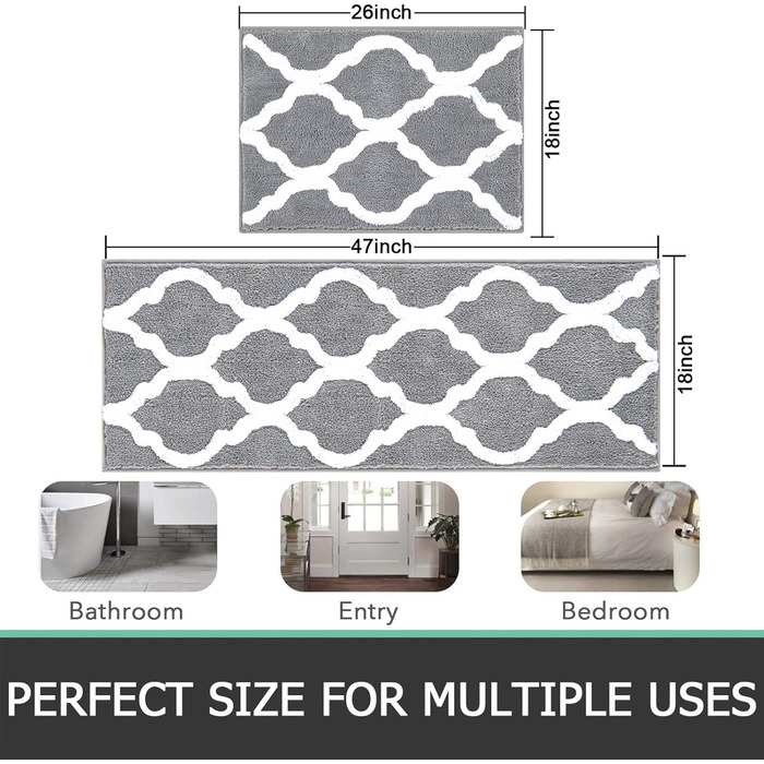 Набір килимків для ванної з мікрофібри Pauwer Набір килимків для ванної з мікрофібри 2 шт. нековзний абсорбуючий м'який килимок дл