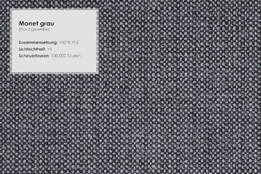 Місний диван Cavadore Ammerland / Диван у сільському стилі з пружинним каркасом / Вкл. регульовані підголівники / 186 x 84 x 93 / Текстурована тканина сірого кольору, 3-