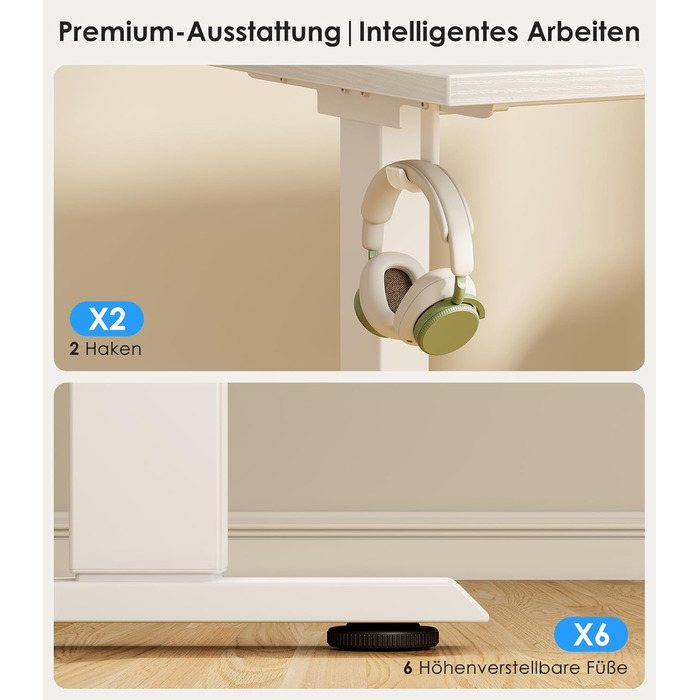 Подібний стіл OffiGo з регульованою висотою, 160 x 120 см, стіл з електричним регулюванням висоти, кутовий стіл, ергономічний стіл для роботи сидячи та стоячи, комп&39ютерний стіл, білий, 160 x 120 см