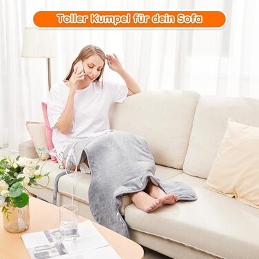 Грілка для спини, плечей та шиї, 60x100 см, з поясним ременем, швидкий нагрів, 6 налаштувань температури, таймер автоматичного вимкнення, фланель, можна прати в пральній машині, штекер ЄС, сірий, 60x100 см, комфортний сірий